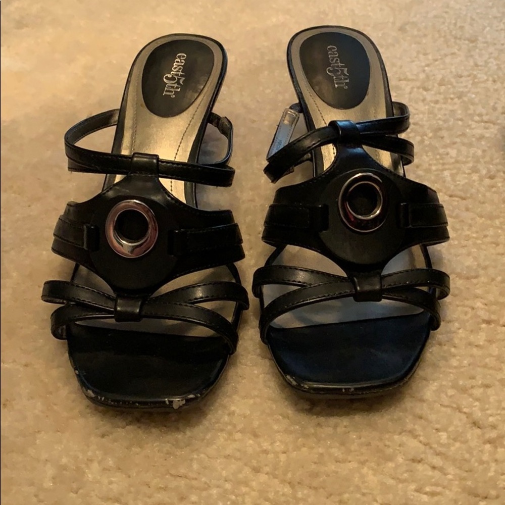 Black wedge sandals